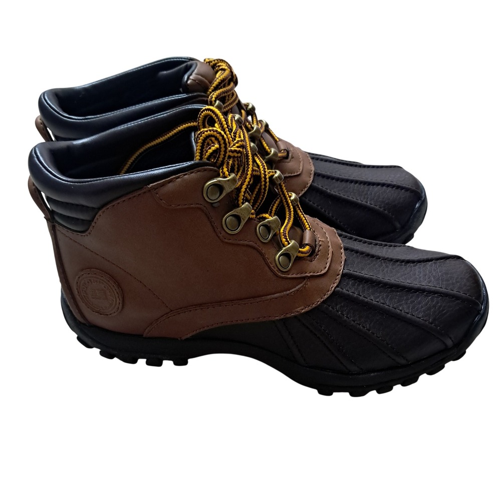 Ralph Lauren Polo Sport Duck Boots 6.5 Brown Leather Upper Low Top Lace Up - Picture 6 of 10